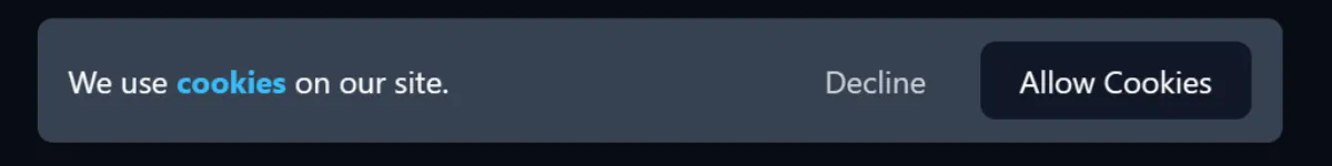 Cookie Banner Component using TailwindCSS Cookie Banner Component TailwindCSS